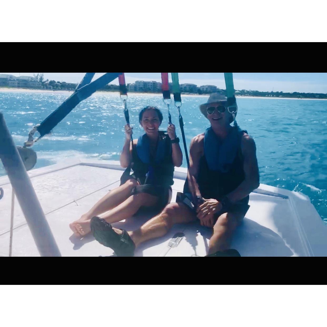 Grace's first parasailing experience. I thought it was a blast, but Brian didn't feel the same. Have him share the story! Turks and Caicos 2021