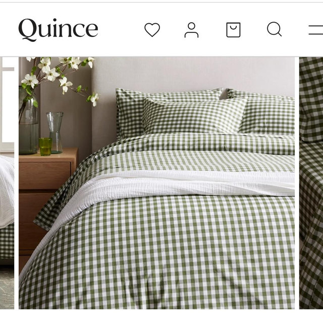Classic Organic Percale Gingham Duvet Cover