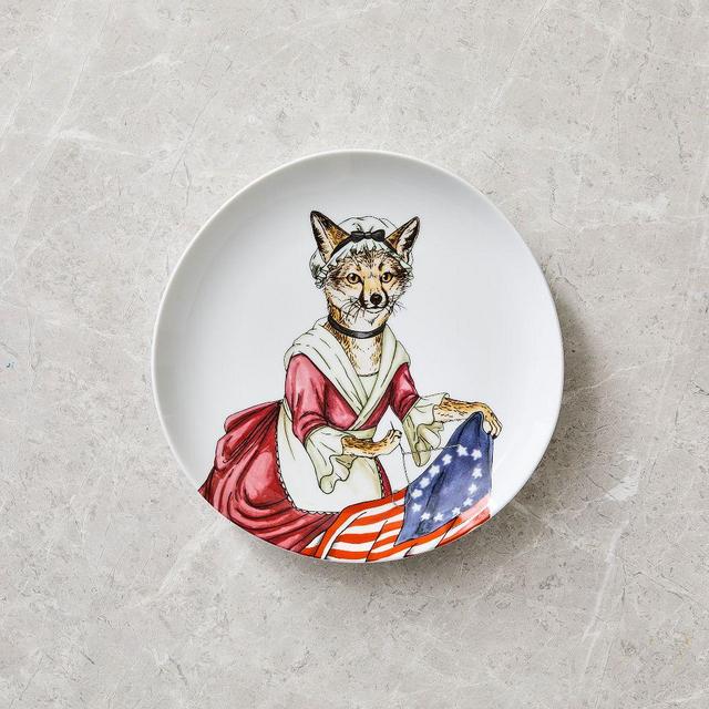 Dapper Animal Patriotic Salad Plate, Gray Fox