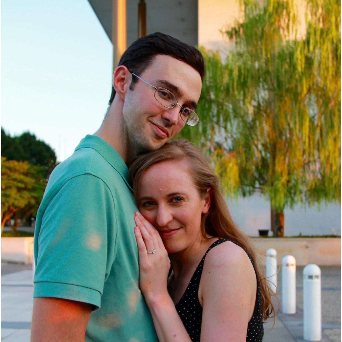 Our good friend Rachel captured this at one of Jessica's favorite spots in DC -- the Kennedy Center for Performing Arts. - Will