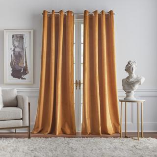 Velvet Grommet Curtain Panel, Set of 2