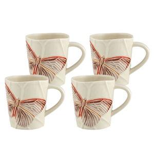 Bordallo Pinheiro x Cláudia Schiffer Set-of-Four Cloudy Butterflies Earthenware Mugs