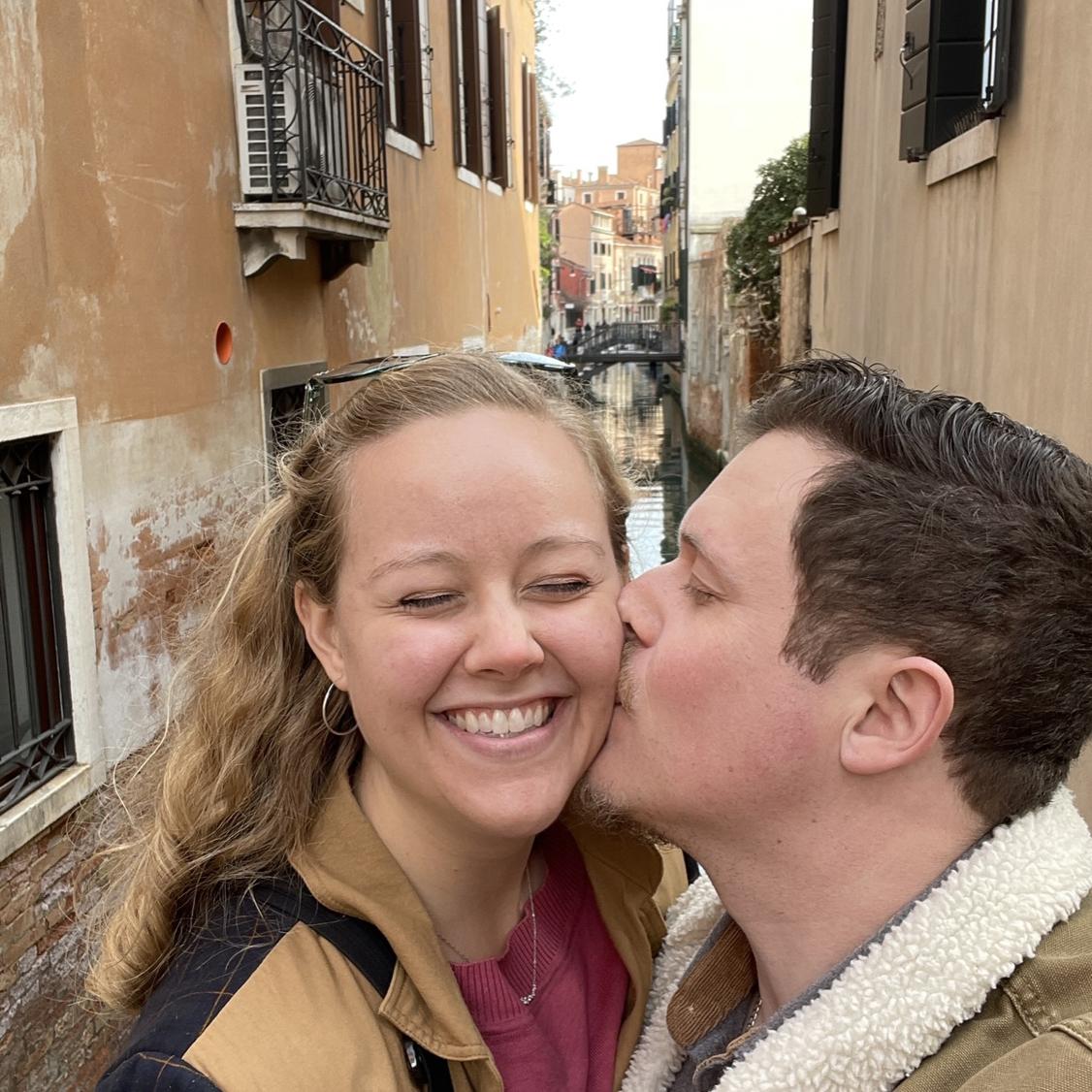 From our 2022 Europe trip - Samuel stole a kiss on this little bridge in Venice.