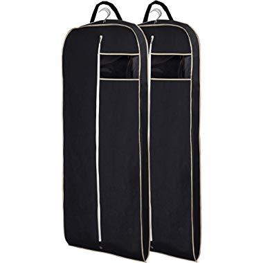MISSLO Breathable 54" Long Suit Dress Black Garment Bag Gusseted, 2 Pack