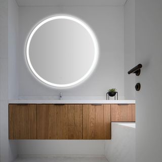Dane Round Frameless Antifog Front/Back-Lit Tri-Color Bathroom Vanity Mirror