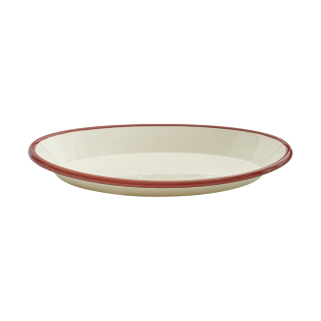 LARGE ENAMEL OVAL DISH, PAPRIKA