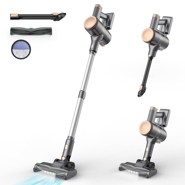 DEVOAC N8 Cordless Vacuum Cleaner, Lightweight Stick Vacuum with Powerful Suction, 40 Mins Runtime, Self-Standing Vacuum Cleaners GOLDEN