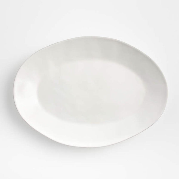 Marin White Stoneware Small Oval Serving Platter
