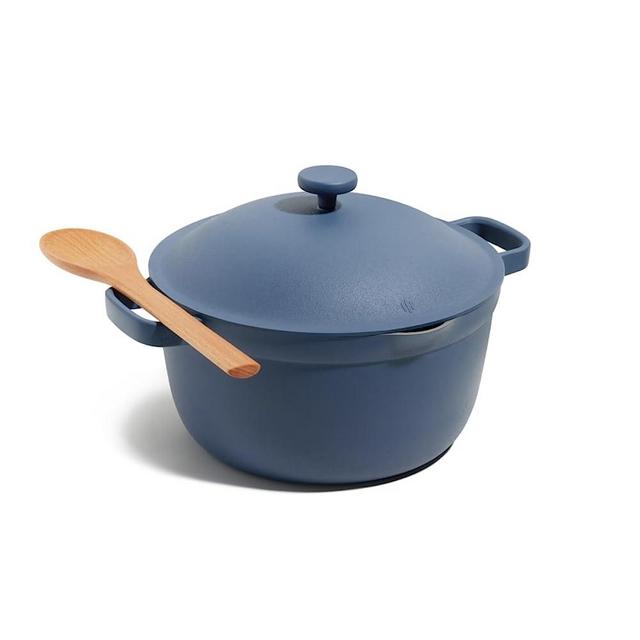 8qt Nonstick Ceramic Coated Aluminum Wide Stock Pot Blue - Figmint