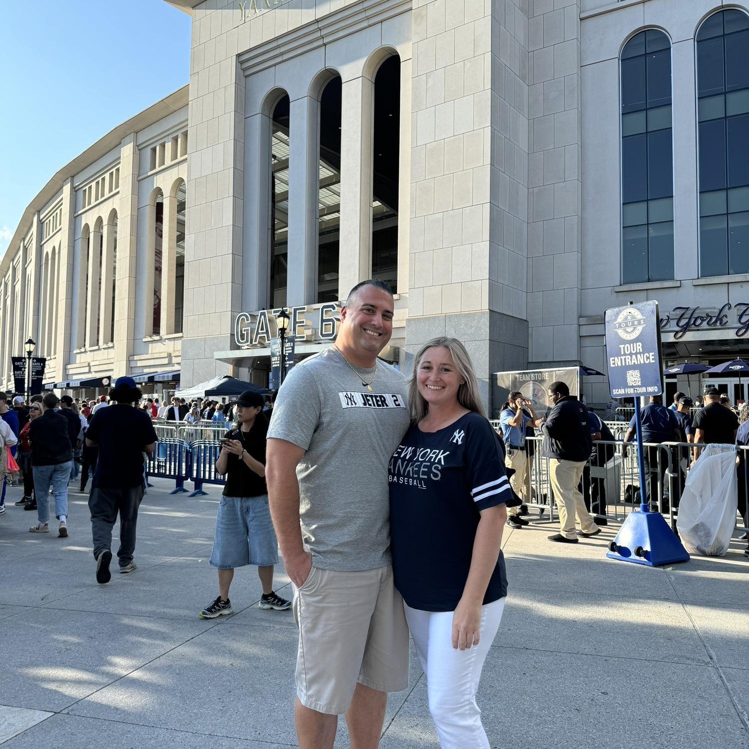 August 2024. Matt convinced Meredith to go to a Yankees game wearing a Yankees shirt.