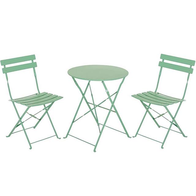 Grand patio Premium Steel Patio Bistro Set, Folding Outdoor Patio Furniture Sets, 3 Piece Patio Set of Foldable Patio Table and Chairs, Pea Green