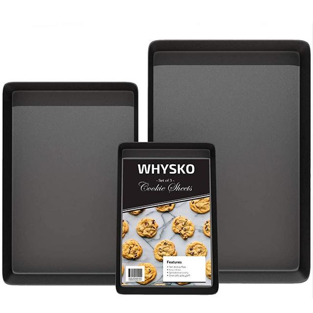 Non Stick Bakeware Set, Includes 3 Cookie Sheets in Multiple Sizes, Cake and Cookie Baking Pans, Oven Safe, Warp and Rust Resistant