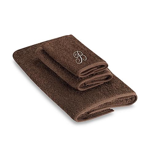 Avanti Premier Ivory Script Monogram Letter "B" Hand Towel in Mocha