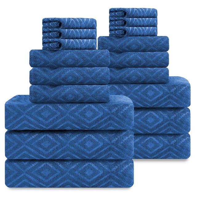 Smuge 18-Piece Bath Towel Set, Include 6 Bath Towel Sheets, 6 Hand Towels and 6 Washcloths - Highly Absorbent Quick Dry 100% Microfiber,Ultra Soft Bathroom Towel Set (Navy Blue)