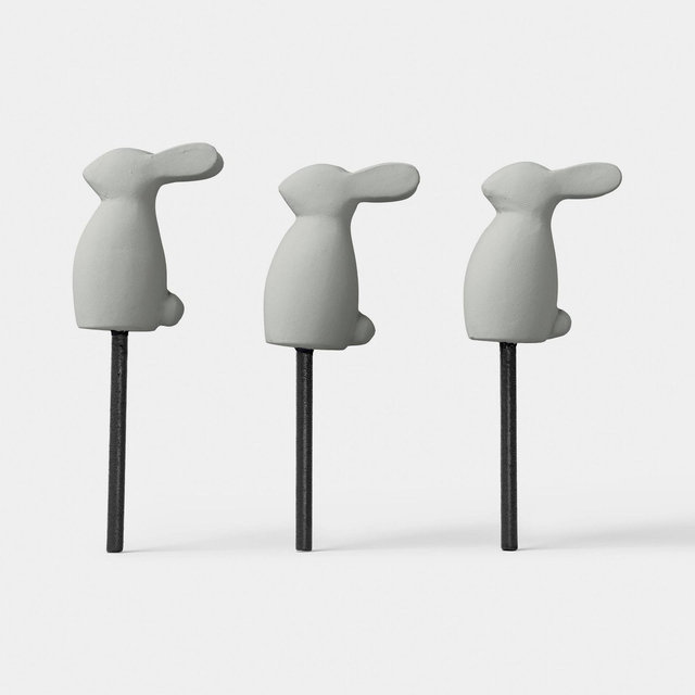 Cement 3pc Rabbit Decorative Garden Stakes Gray - Threshold™