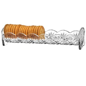 Godinger Dublin Cracker Tray, Snack Dish, Crystal Serving Tray for Crackers, Appetizers, Snacks & Entertaining