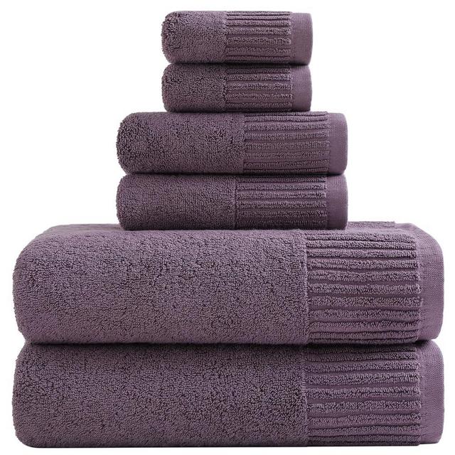 YTYC 27.5x55 Inches Luxury Bath Towels Set of 6 Large, 100 Percent Cotton 650GSM Super Absorbent Soft Shower Towels for Bathroom (Plum, 6pieces)