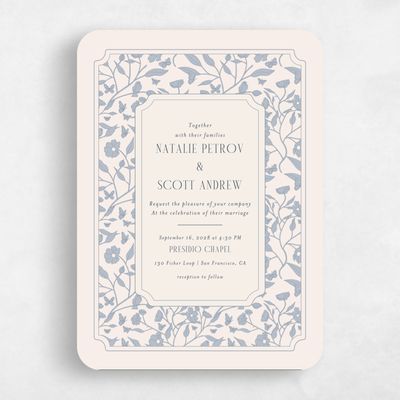 Blue Rounded Wedding Invitation - Isabeau Portrait