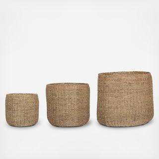Round Seagrass 3-Piece Basket Set