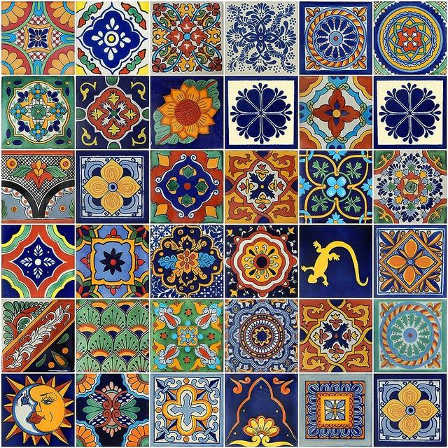 COLOR Y TRADICIÓN Mexican Tiles 4x4 Handpainted Hundred Pieces Assorted Designs