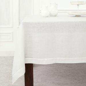 Classic Hemstitch Linen Tablecloth | WHITE | Solino Home