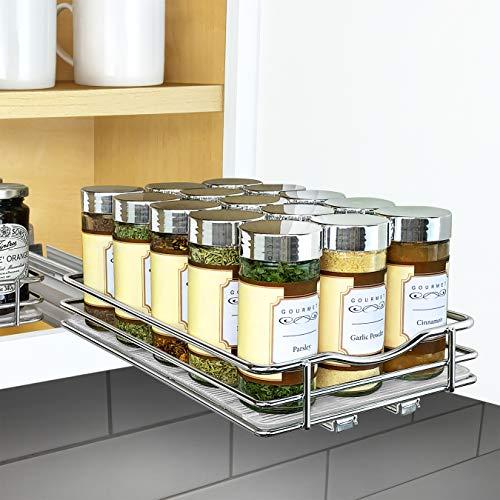 Lynk Professional 430621DS Slide Out Spice Rack Kitchen Upper Cabinet Organizer, 6" Single, Chrome