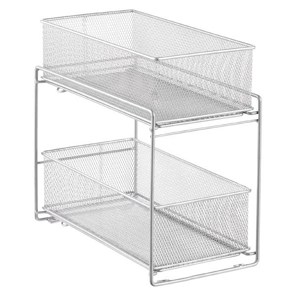 Silver 2-Drawer Mesh Organizer