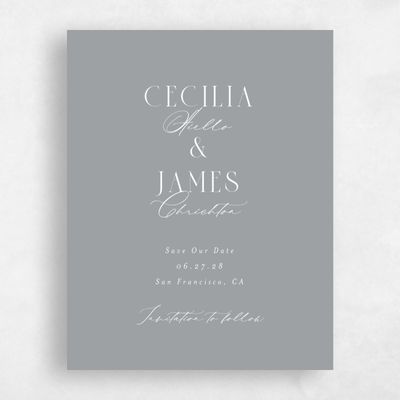 Pewter Gray, Grey Wedding Save the Date - Shahira Classic