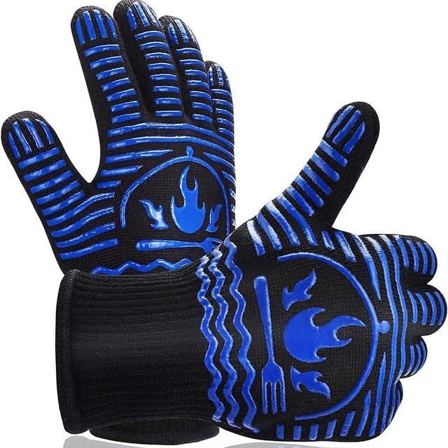 Recoty BBQ Gloves, 1472°F Extreme Heat Resistant Grill Gloves, Non-Slip Food Grade Silicone Oven Mitts Gloves for Kitchen, Cooking, Barbecue, Baking, Smoker (11inch)