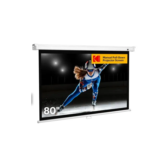 Kodak 80" Manual Pull Down Projector Screen, Large 16:9 Retractable Projector Screen