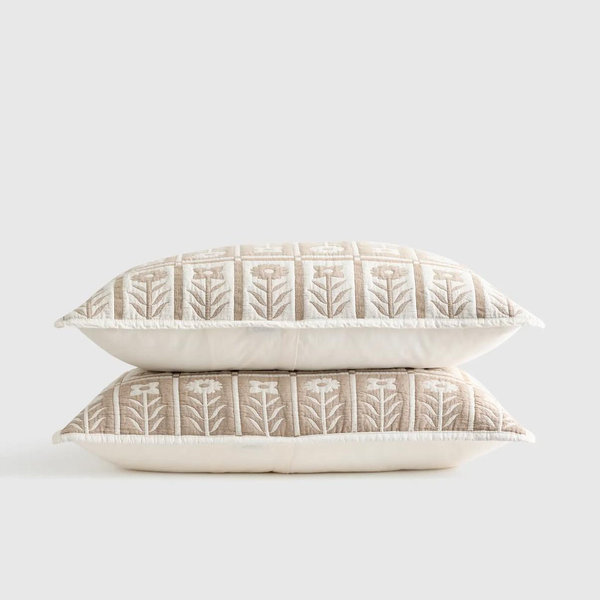Organic Cotton Jacquard Floral Sham Set - Toffee, Standard