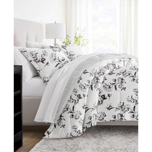 ienjoy Home Vintage-Like Magnolia Stripe 3-Piece Comforter Set, King/California King