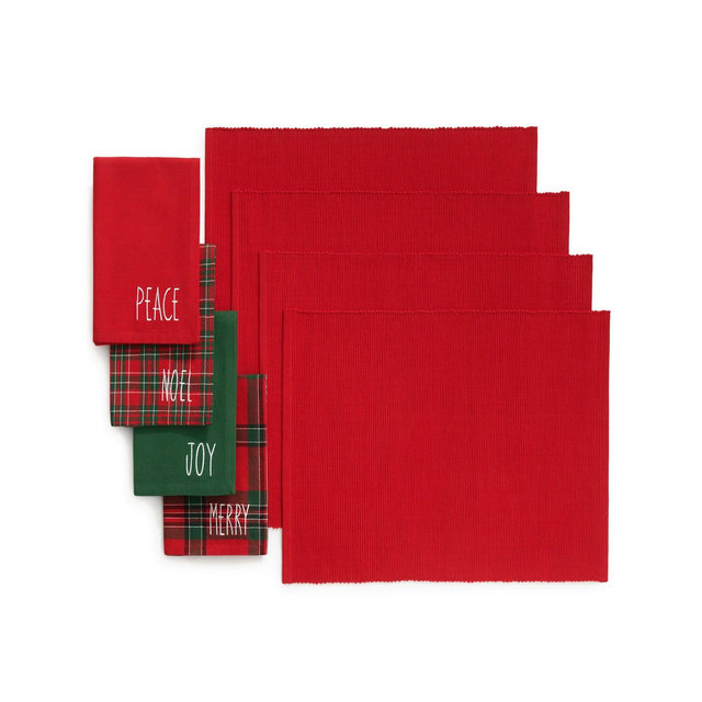 Holiday Christmas Sentiments Placemat and Napkin Value, Set of 8