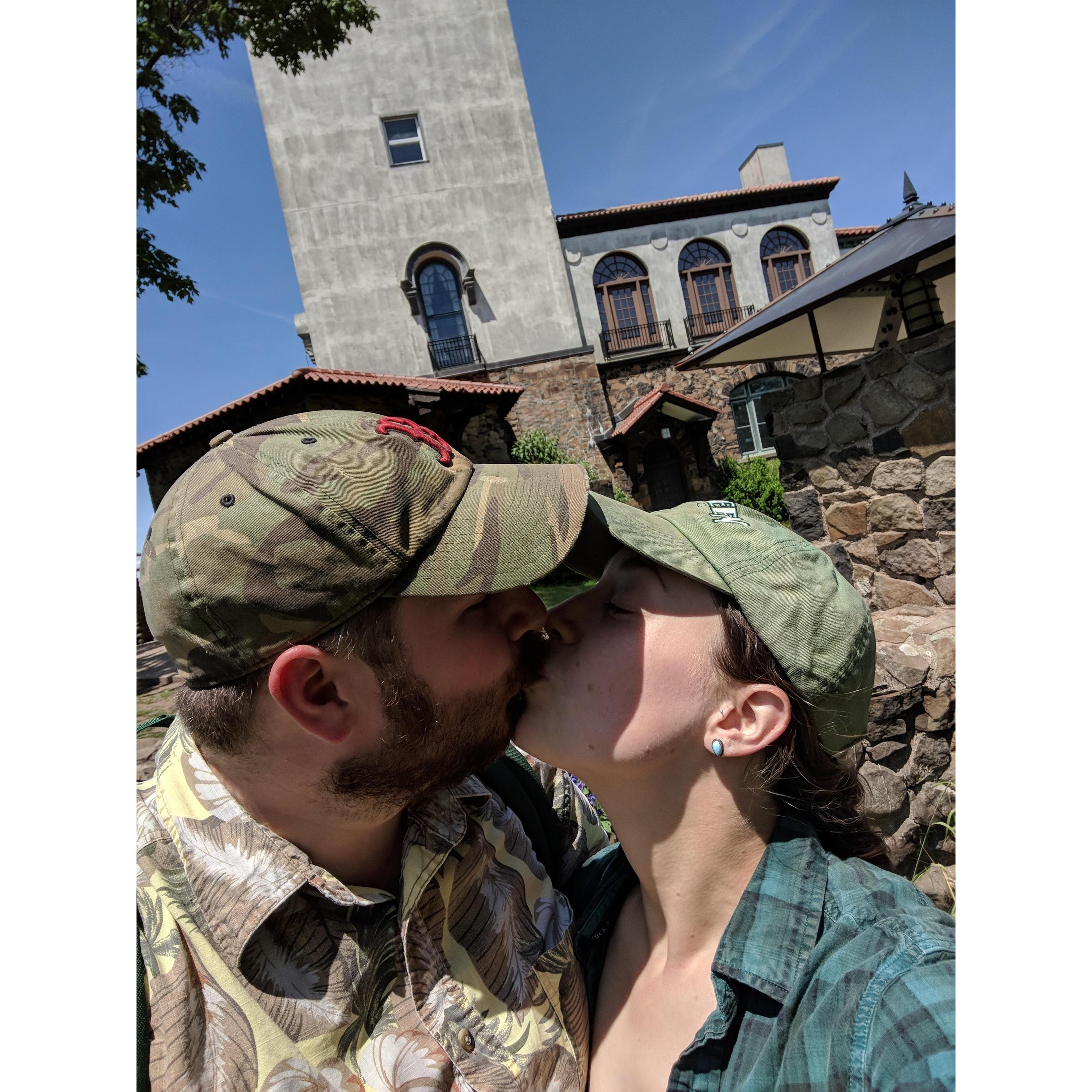 Right after John proposed, we were hiking up to Hublein Tower in Simsbury, CT! What a surprise!
~2018