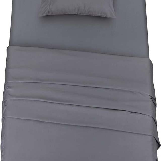 Utopia Bedding Soft Brushed Microfiber Wrinkle Fade and Stain Resistant 3-Piece Twin Bed Sheet Set - Grey