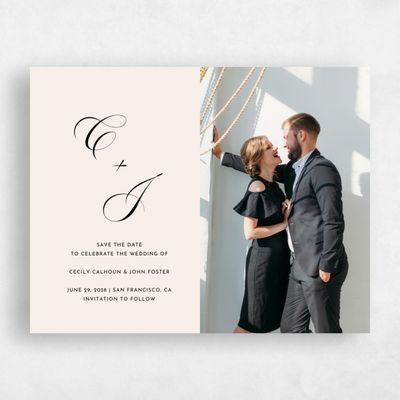 Beige Typography Wedding Save the Date - Wilmington Landscape