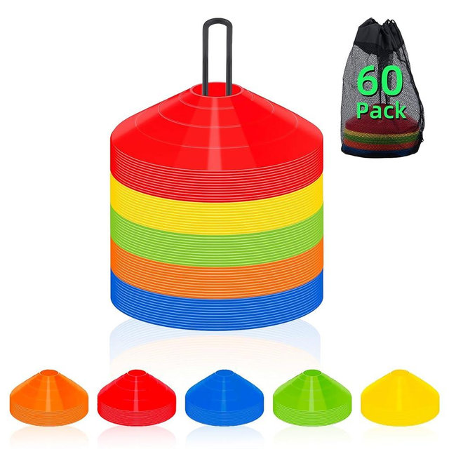 CLEAN PIONEER 60/120 Pack Agile Soccer Cones with Portable Bags & Brackets,Sports Cones,Cone Sport,Agile Soccer Cones Used for Football Training…