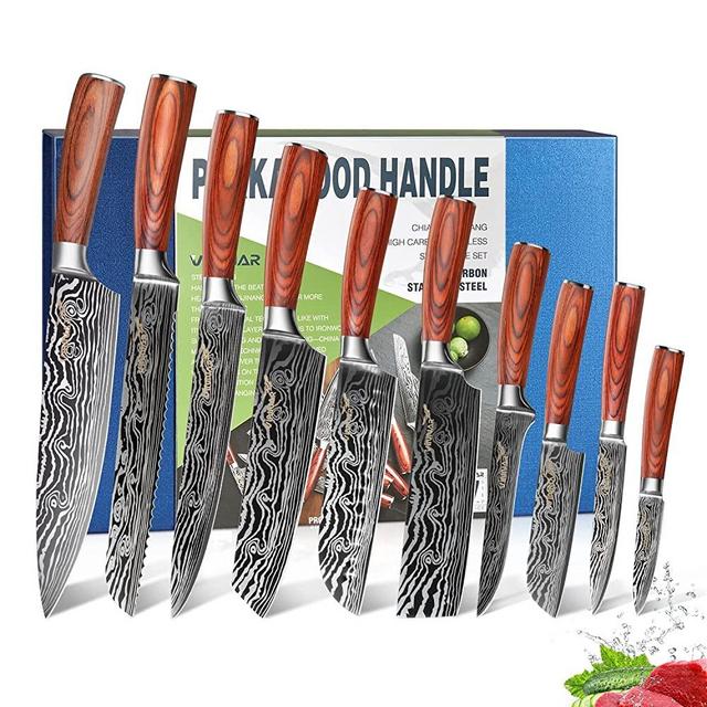 VINNAR Kitchen Knife Sets 10 piece, Chef Knives Professional High Carbon Stainless Steel for Vegetable Meat Fruit Cutting