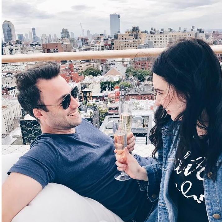 On a Manhattan rooftop celebrating Courtney's 30th birthday.