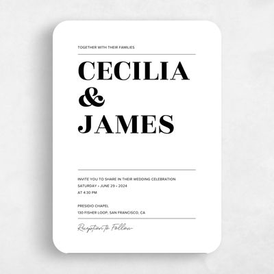 White Rounded Wedding Invitation - Valier Type