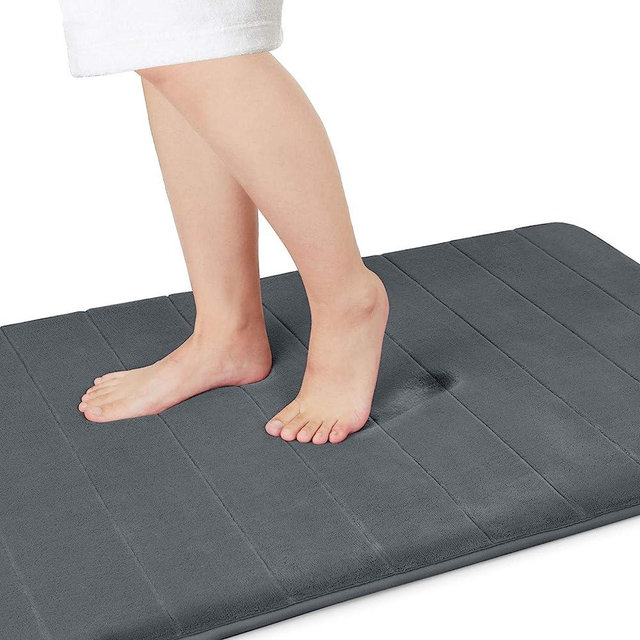Yimobra Memory Foam Bath Mat Large Size, 44 x 24 Inches,Soft and Comfortable, Super Water Absorption, Non-Slip, Thick, Machine Wash, Easier to Dry for Bathroom Floor Rug, Dark Gray