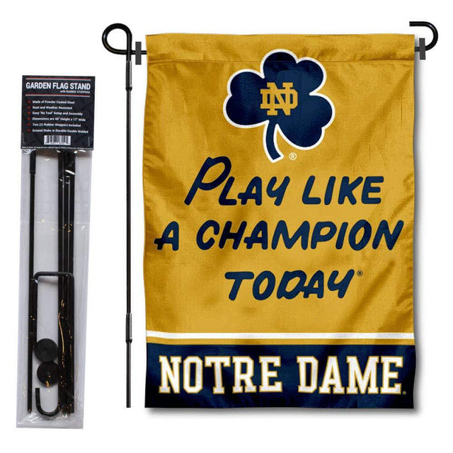 WinCraft Irish Play Like A Champion Today Garden Flag and Pole Stand Holder
