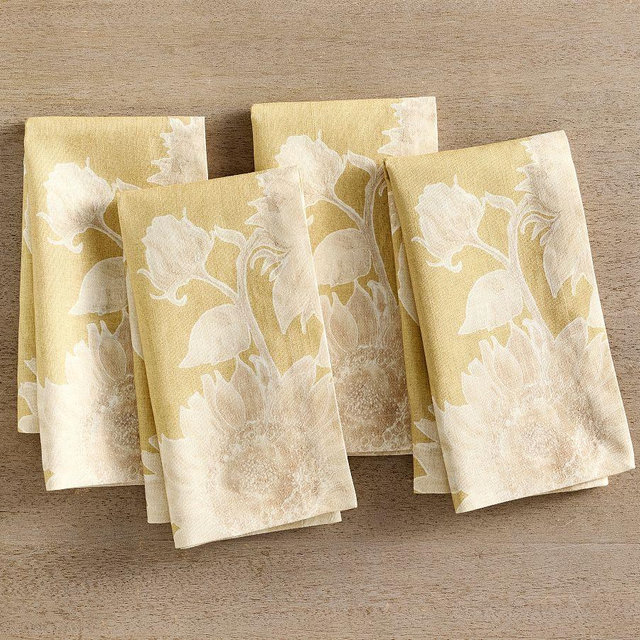 Sunflower Botanical Organic Cotton Napkins, Set of 4 - Yellow