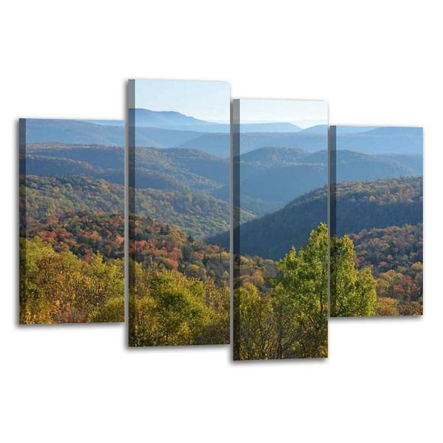 Wall Art Mountain Scenery in West Virginia Canvas Print Pictures Stretched & Framed Modern Wall Painting Home Decor for Living Room Bedroom Ready to Hang 4 Panel
