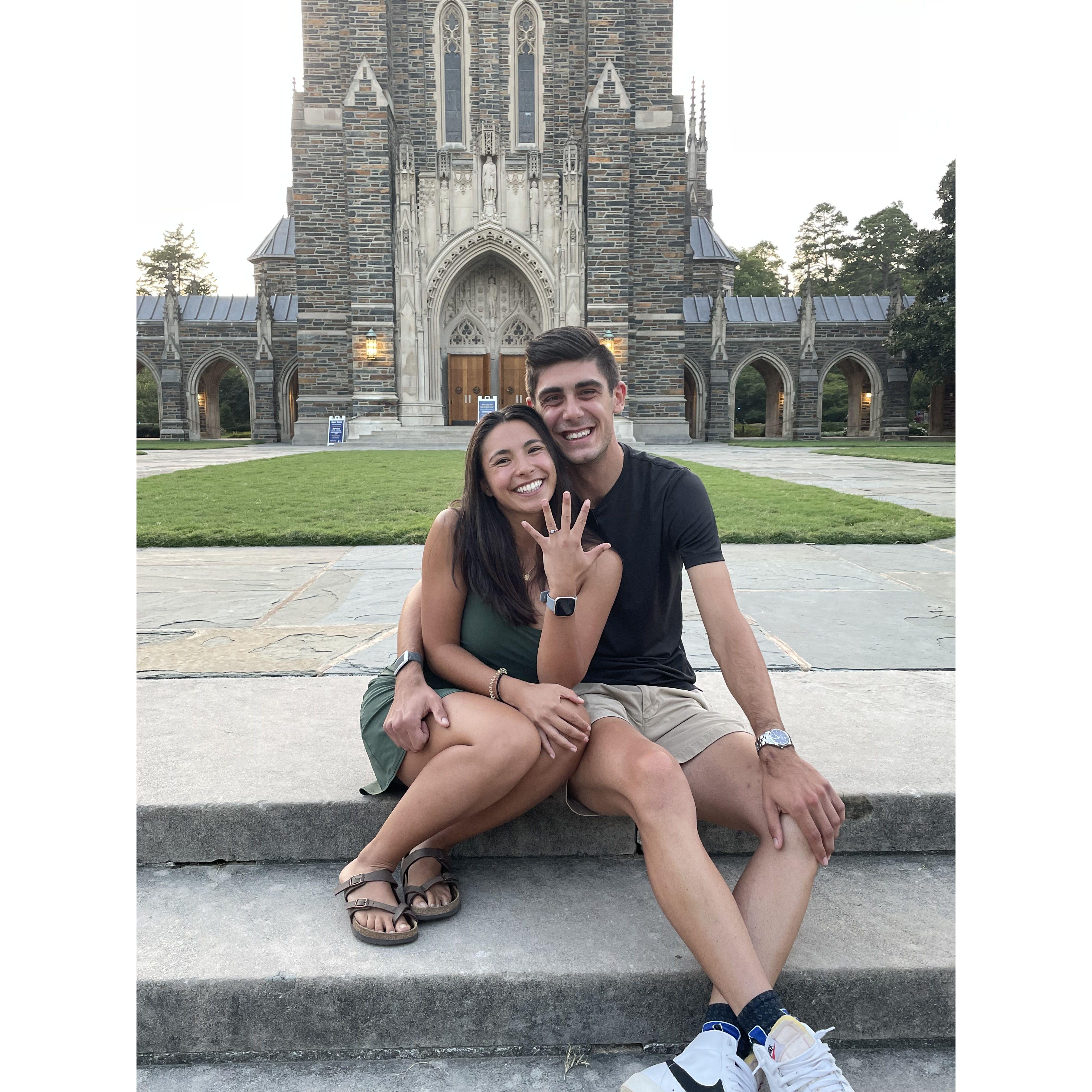 A quick trip to Duke's campus (driven by a fabricated request to buy MORE Duke gear) turned into our happy engagement - thanks Alexi for the photos!