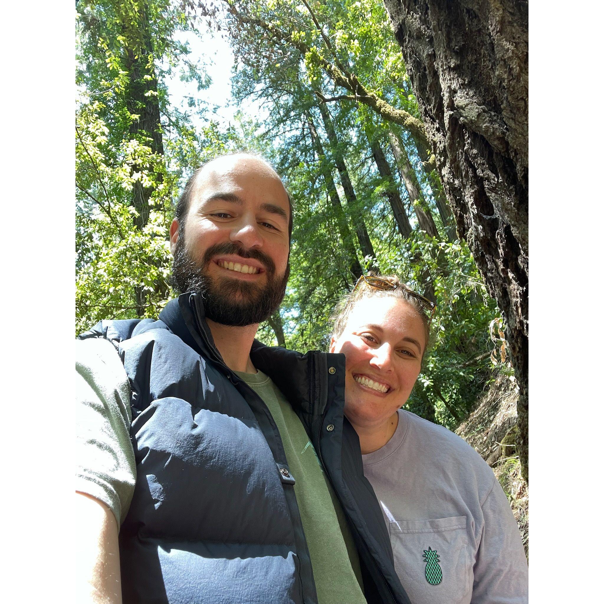 Hiking in the redwoods in Guerneville, CA.