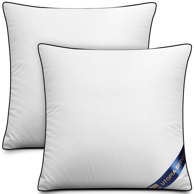 Utopia Bedding Throw Pillow Inserts (Pack of 2, White), 12 x 12 Inches Decorative Indoor Pillows for Sofa, Bed, Couch, Cushion Sham Stuffer
