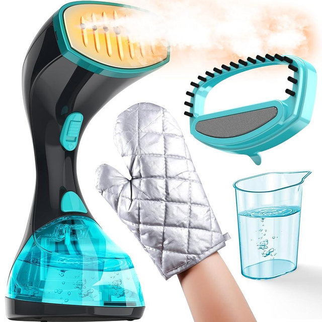 Steamer for Clothes, 1800W Fast Heat-Up Portable Handheld Clothing Steamer with 3 Steam Modes, 300ml Water Tank, Heat-Resistant Glove & Fabric Brush for Home, Travel, Dorm, Office