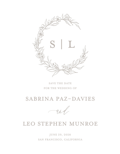 Goundry Wreath Letterpress | Oatmeal | Zola Save The Dates