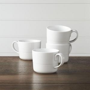 Hue White Mugs, Set of 4